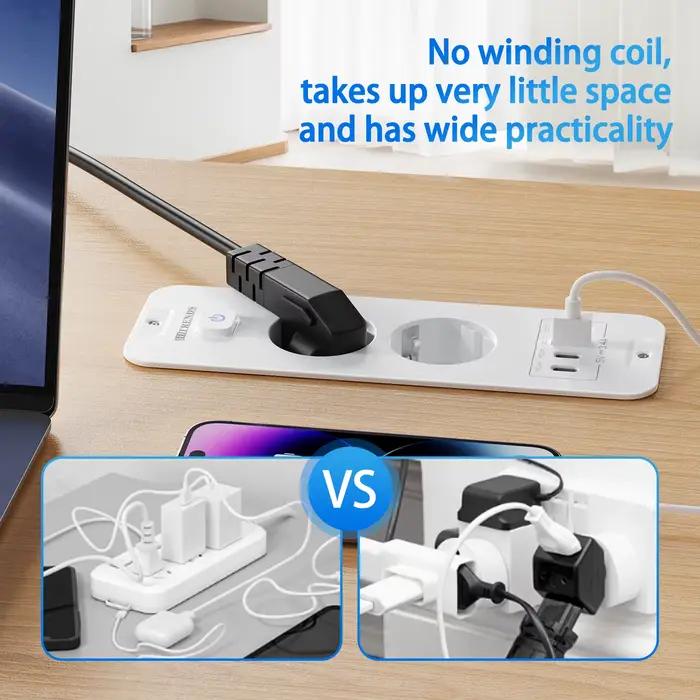Prise encastrée de Table ue avec 2 USB A 2 Type C PD20W charge rapide