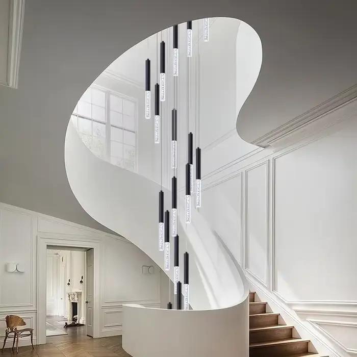 Bande rotative escalier Long lustre moderne LED Simple noir atmosphérique Duplex grenier