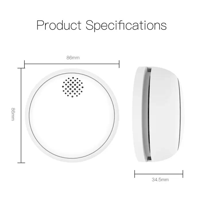 Détecteur de fumée intelligent MOES Zigequation pour maison, cuisine, sécurité incendie, alerte sonore et siren protection sans fil à longue durée de vie