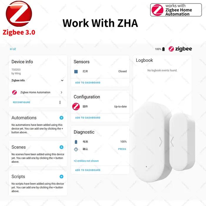 Capteur de porte/fenêtre Zigbee 3.0 compatible avec Yandex Alexa Zigbee2MQTT ZHA HomeAssistant