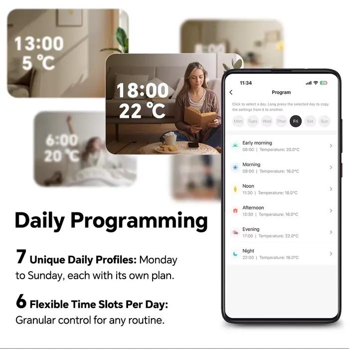 Thermostat WiFi pour chauffage électrique/à eau/à gaz