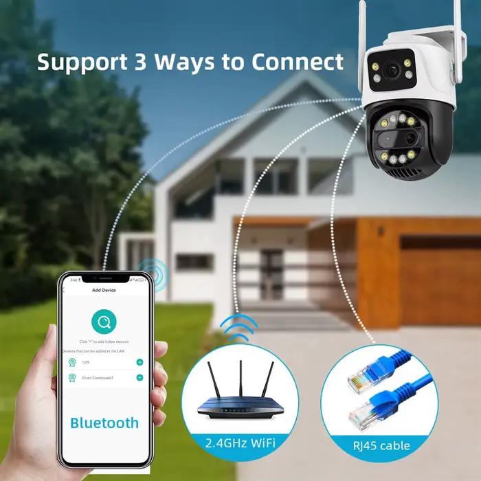 Uzoom 12MP 6K WiFi caméra avec 8X Zoom 3 objectif double écran détection humaine suivi automatique CCTV pour la Surveillance de sécurité extérieure