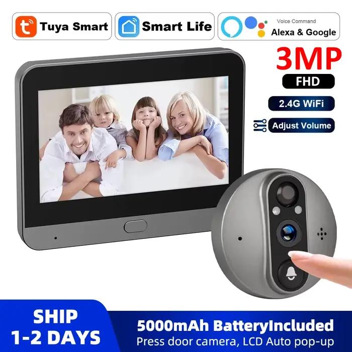 3MP Tuya Smart Peephole avec caméra infrarouge