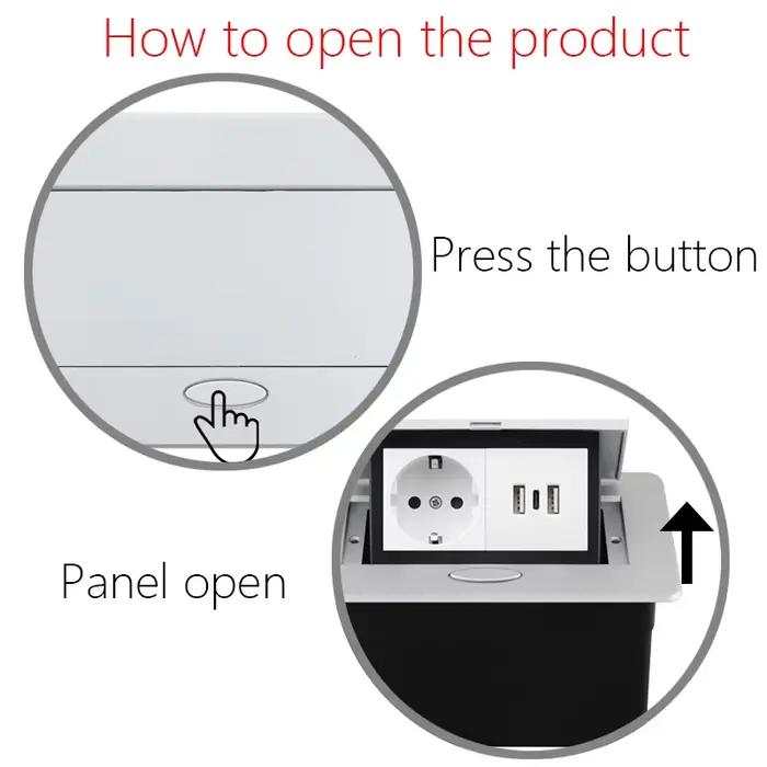 Prise de bureau noire argent blanc avec double Interfaces USB