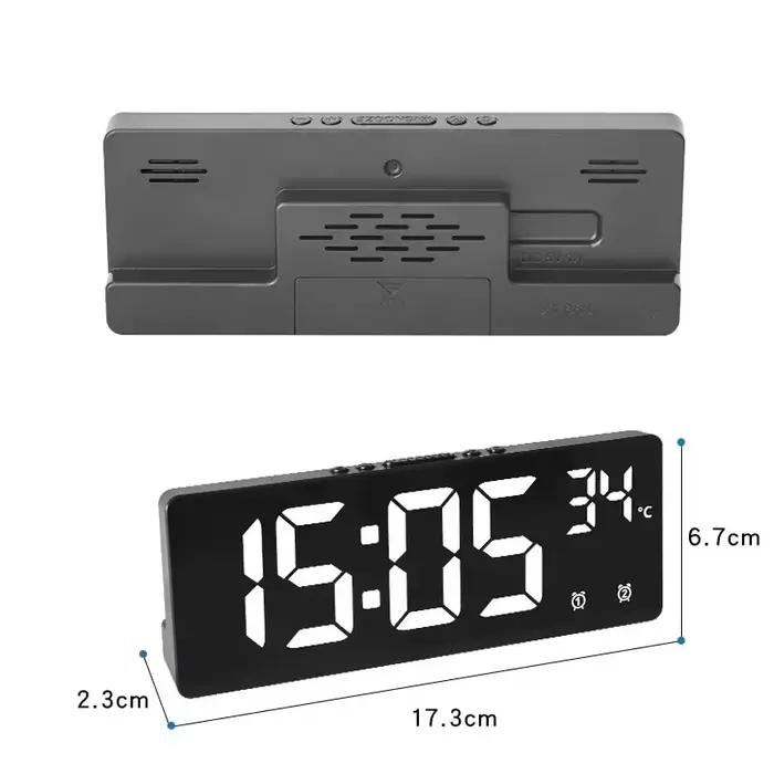 Commande vocale réveil numérique température double alarme Snooze horloge de Table de bureau Mode nuit 12/24H