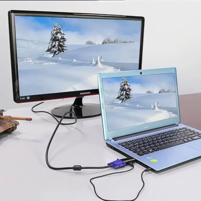 Convertisseur VGA compatible HDMI 1080P avec câble audio jack 3