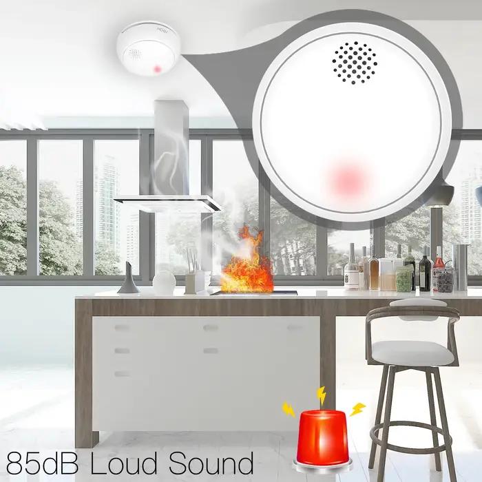 Détecteur de fumée intelligent MOES Zigequation pour maison, cuisine, sécurité incendie, alerte sonore et siren protection sans fil à longue durée de vie
