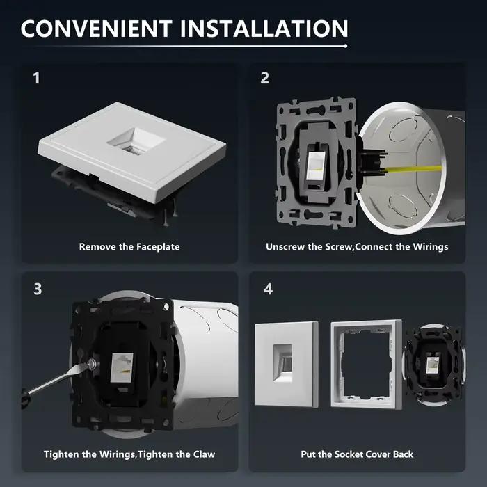 Prise murale BSEED avec panneau de verre pour Internet, TV, téléphone et ordinateur - Installation encastrée pour un design moderne et sécurisé