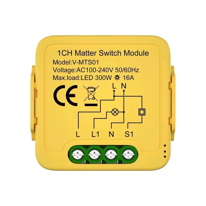 Matter WiFi Module de commutation intelligent relais disjoncteur domotique intelligente collaboration avec Homekit/Alexa/Google/smartTings