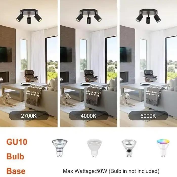 Plafonnier LED GU10 avec 1/2/3/4 Têtes