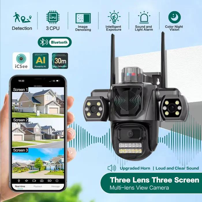 Caméra IP WiFi Uzoom 3 écrans 3 objectifs 6K 12MP