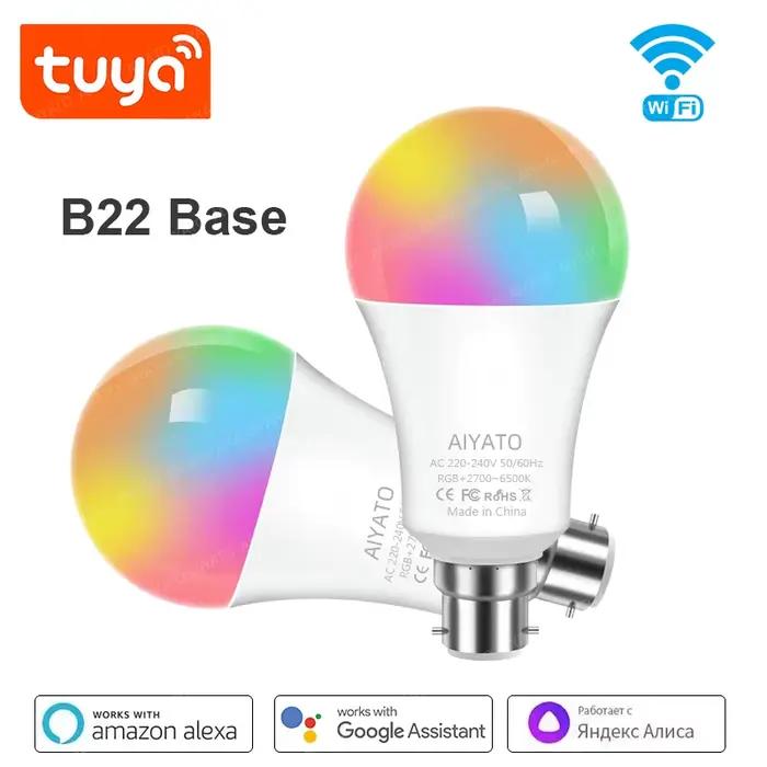 Ampoule intelligente Wi-Fi TUYA B22 (norme britannique) avec Bluetooth