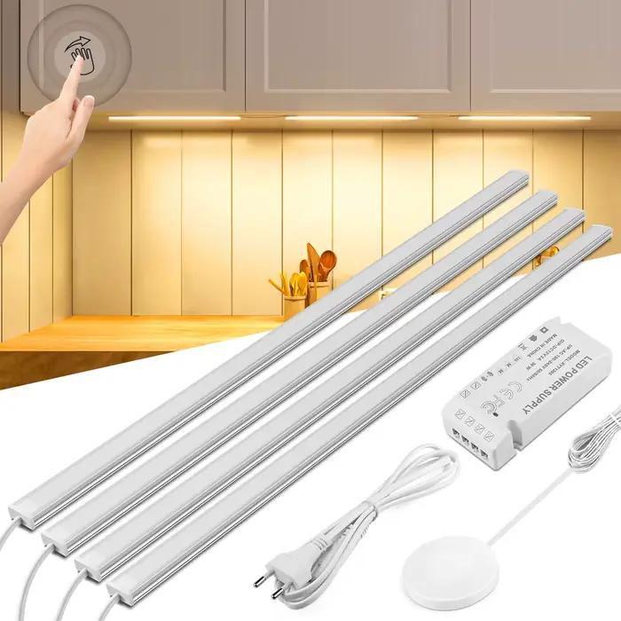 Cuisine LED sous armoire lumière pénétrable interrupteur tactile bois main balayage capteur de mouvement réglable salle de bain barre lampe de nuit éclairage