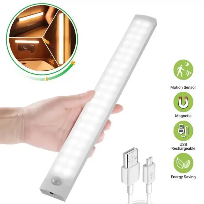 Capteur de mouvement lumière sans fil LED veilleuse USB Rechargeable lampe de nuit armoire