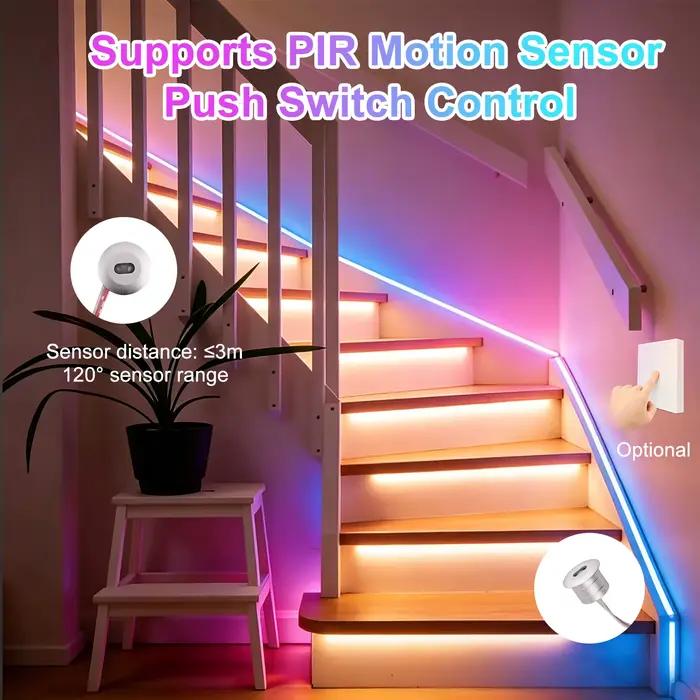 Contrôleur de lumière LED ES32 pour escalier avec détecteur de mouvement et capteur de lumière du jour pour éclairage intérieur occasionnel et cadeau spécial