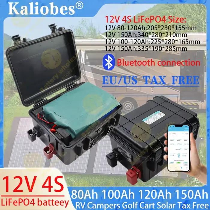 Batterie LiFePO4 12, 8V 30Ah 50Ah 100Ah 120Ah 150Ah avec Bluetooth intégré