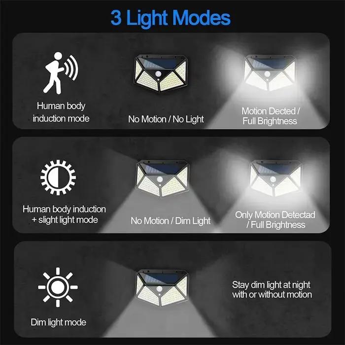 1/2/4/6 pièces 100 mur LED lumières lampe solaire extérieure PIR capteur de mouvement
