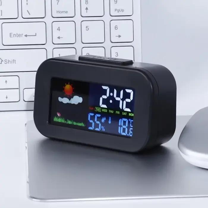 Horloge de station météo avec affichage couleur – Moniteur de température et d'humidité
