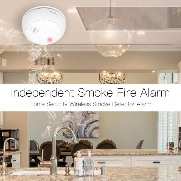 Détecteur de fumée intelligent MOES Zigequation pour maison, cuisine, sécurité incendie, alerte sonore et siren protection sans fil à longue durée de vie