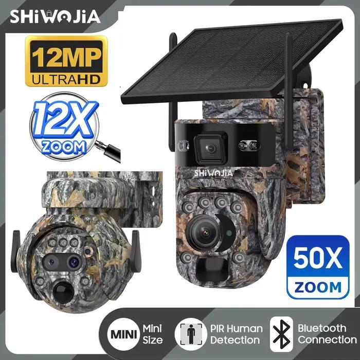 SHIWOJIA 12MP 50X ZOOM optique 4G caméra solaire
