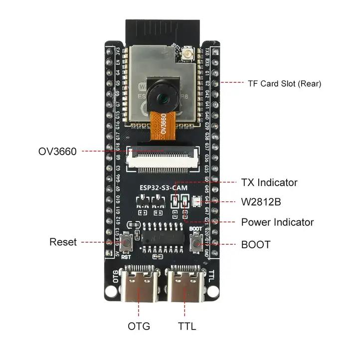 ESP ESP32-S3 CAM WiFi Bluetooth Module de carte de développement intégré