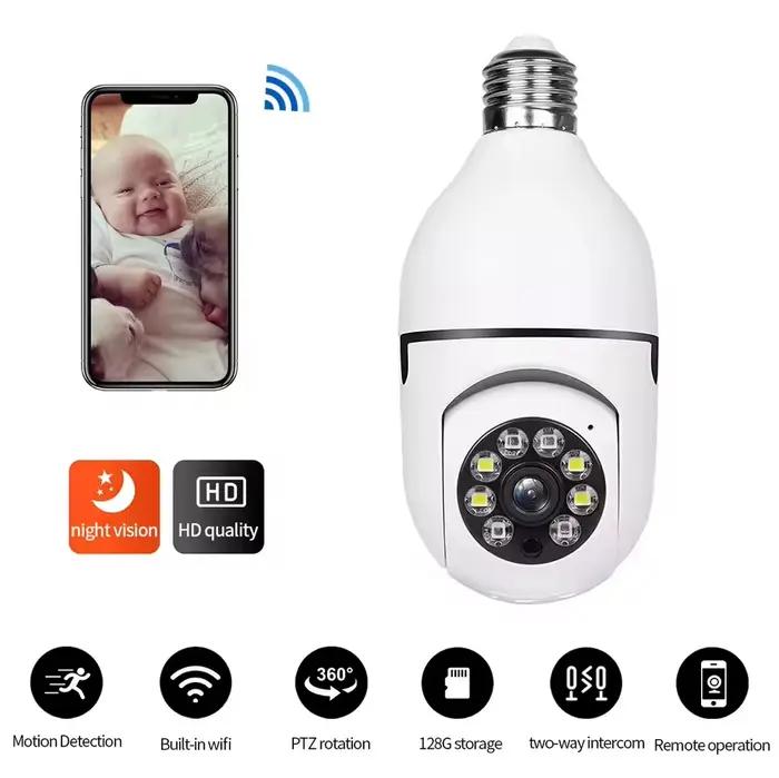 Caméra de Surveillance E27 couleur Vision nocturne suivi humain automatique Zoom moniteur de sécurité intérieure Wifi