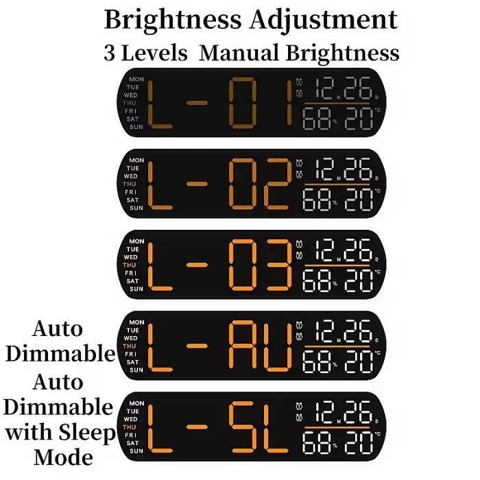 Réveil numérique température humidité Date 2 alarmes compte à rebours DST Snooze horloge de Table Auto Dimmable 12/24H