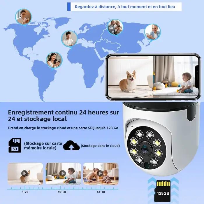 Caméra de sécurité intérieure Wifi Tuya Smart Life 6MP à double objectif HD