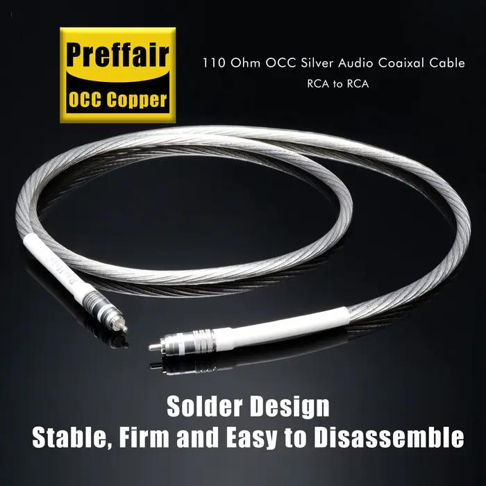 Câble Audio Coaxial numérique RAC 110ohm 7N OCC plaqué argent haut de gamme