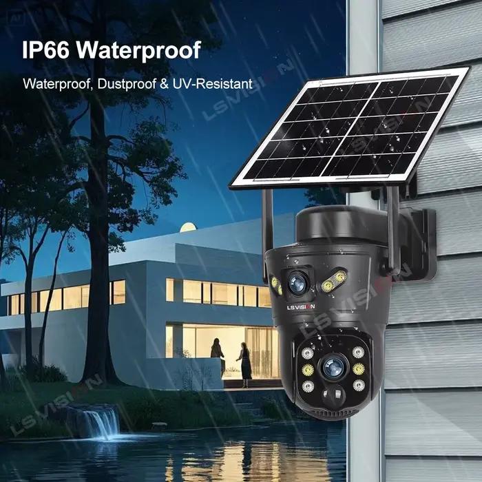 Caméra solaire extérieure LS VISION 4G/WiFi avec surveillance nocturne full color, interphone bidirectionnel et système de suivi humanoïde pour sécurité résidentielle et commerciale