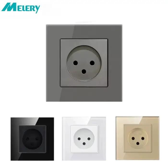 Prise murale électrique Melery Israel avec interrupteur panneau en verre cristal 16A 250V 3 broches pour maison bureau et cuisine occasionnelle sécurité et élégance