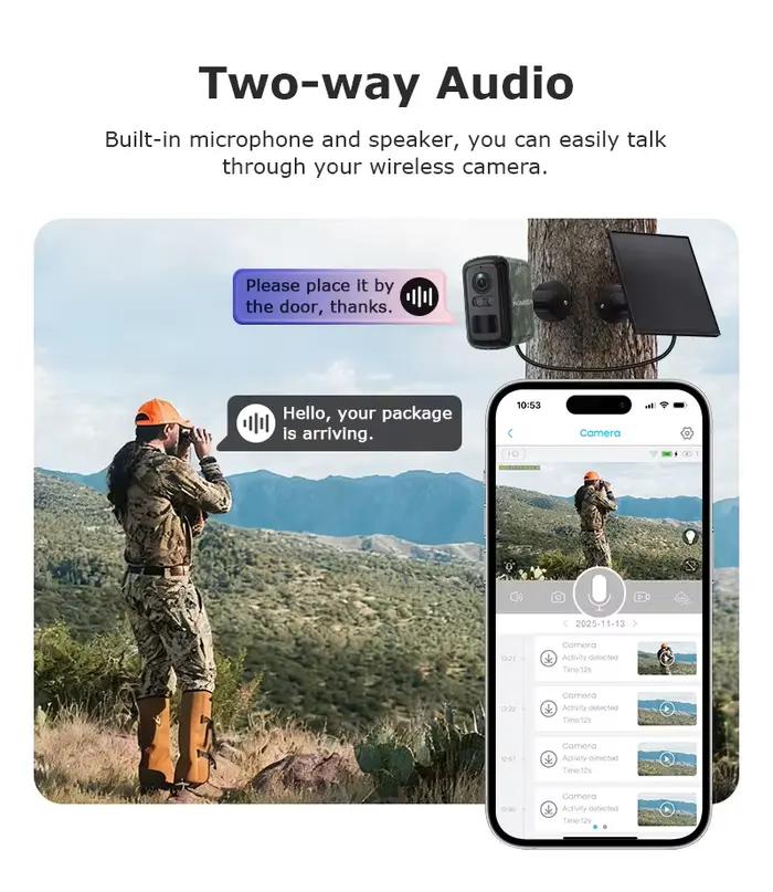 INQMEGA 5MP Mini caméra solaire 4G Surveillance extérieure Camouflage couleur WiFi
