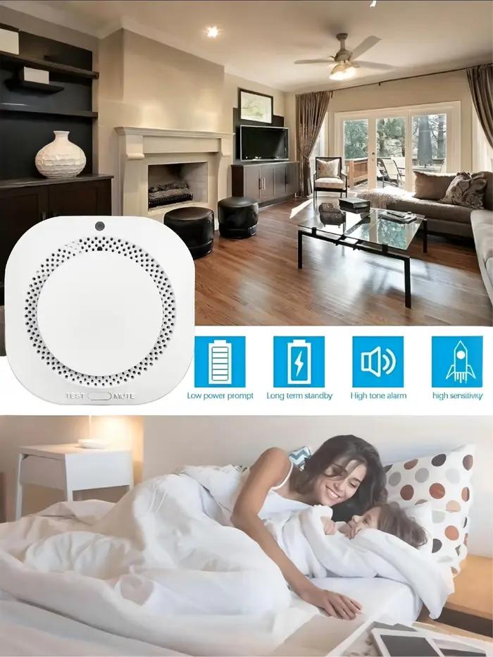 Détecteur de fumée sans fil avec alarme sonore et lumineuse LED
