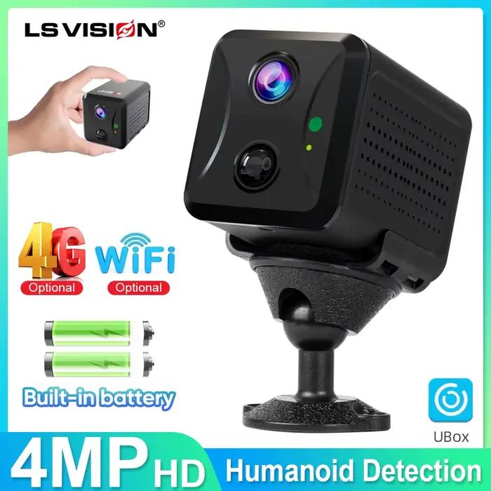 LS VISION Mini Caméra 4g Sim Cctv 5mp Caméras De Surveillance À Domicile Wifi