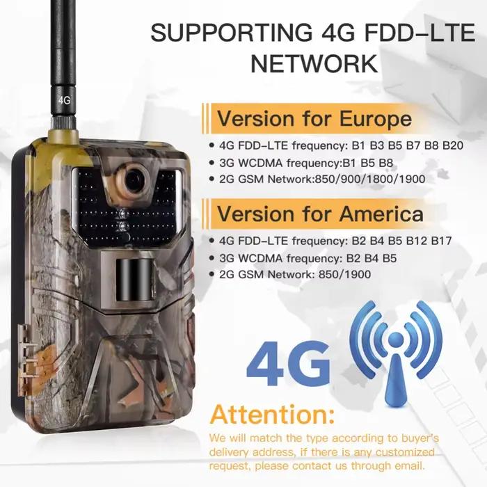 4G FTP MMS SMS Email 20 MPTrail caméra faune chasse caméras HC900LTE 1080 P 0.3 STrigger infrarouge sauvage Surveillance