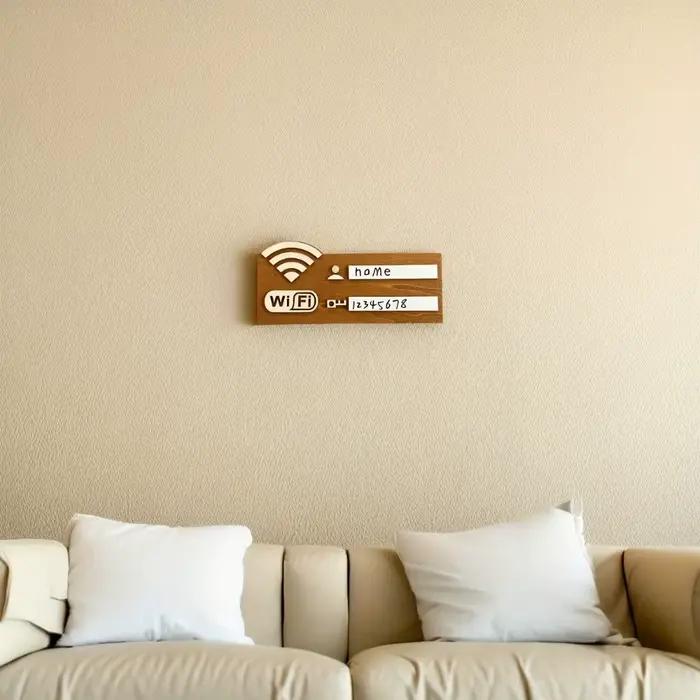 Panneau de mot de passe Wifi en bois Vintage
