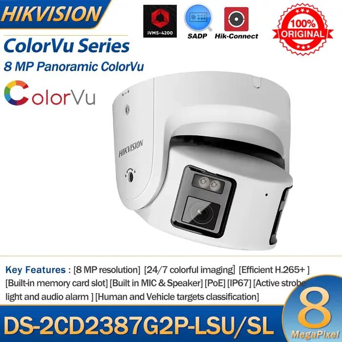 Hikvision 8MP caméra DS-2CD2387G2P-LSU/SL 4K tourelle panoramique ColorVu couleur nuit intégré micro haut-parleur lumière stroboscopique alarme Audio