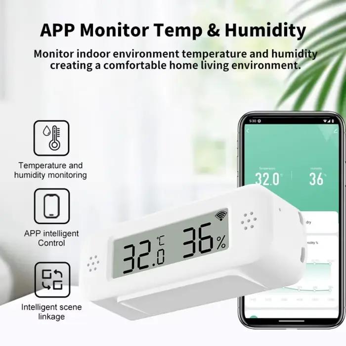 Tuya WiFi Mini température humidité pour maison intelligente thermomètre hygromètre APP alarme à distance fonctionne avec Google Home Yandex Alexa
