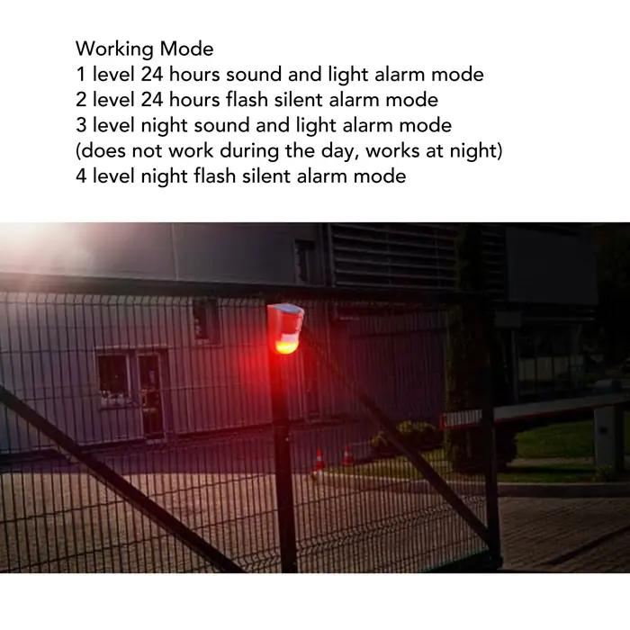 Alarme de capteur de mouvement solaire 129dB son IP65