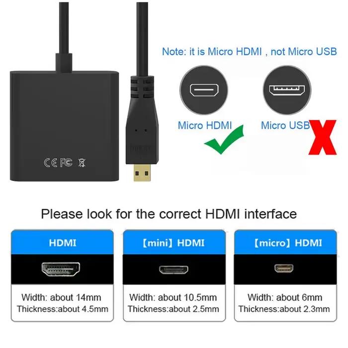 Connecteur d'entrée Micro HDMI vers sortie VGA