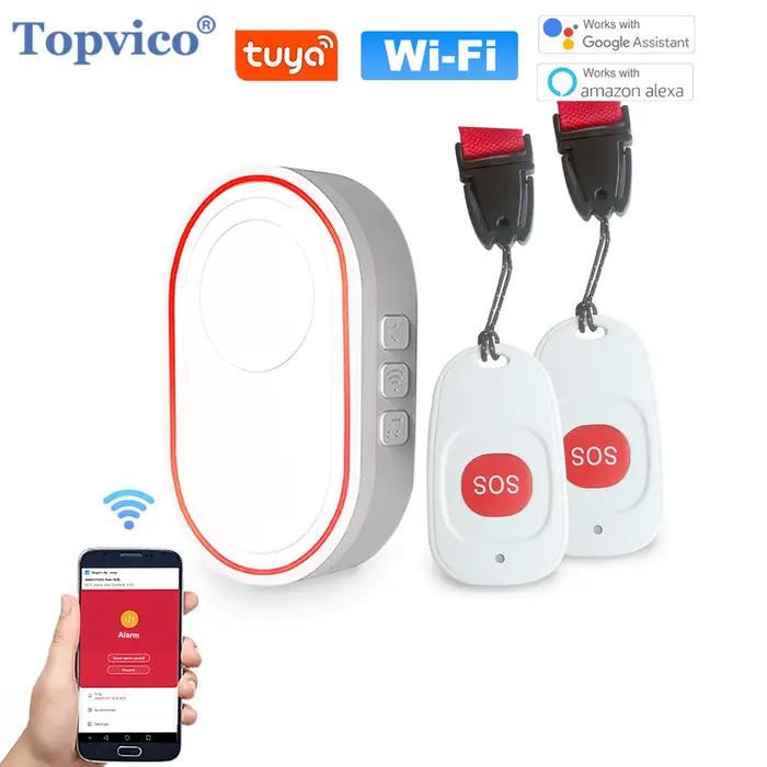 Topvico bouton de panique WiFi pour personnes âgées alerte de chute de vie d'urgence Tuya alarme SOS intelligente appel