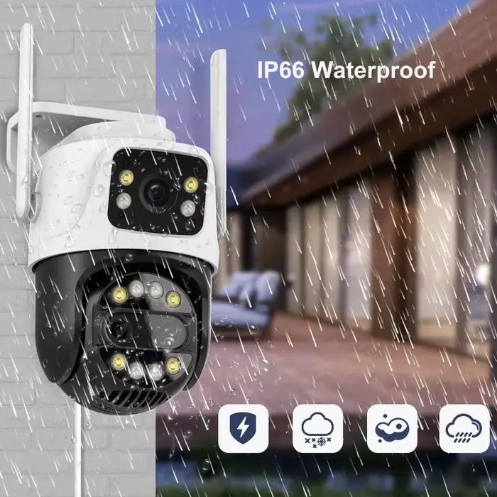 Uzoom 12MP 6K WiFi caméra avec 8X Zoom 3 objectif double écran détection humaine suivi automatique CCTV pour la Surveillance de sécurité extérieure