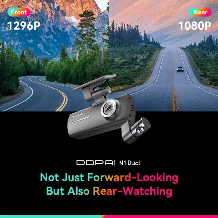 DDPAI Dash Cam N1 double enregistrement avant et arrière NightVIS 1296P