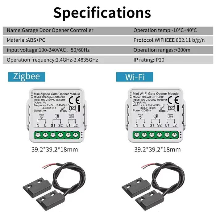 Tuya ZigBee WiFi ouvre-porte de Garage contrôleur de porte intelligent Module de commutation minuterie vie intelligente APP télécommande Alexa Google Home