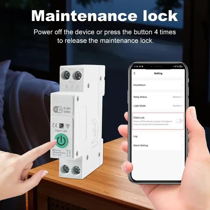 Disjoncteur intelligent WiFi 1P+N 16A avec mesure de puissance