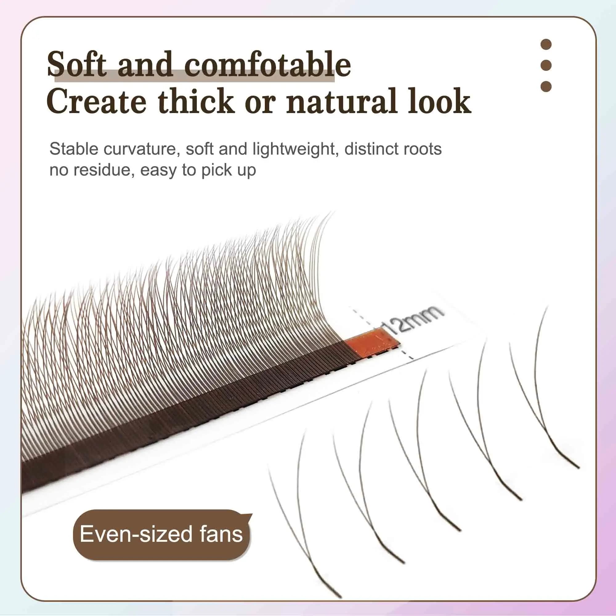 CoMango mix 8-12/8-15mm brun extension de cils 2D forme V faux cils premade fans soft light natural
