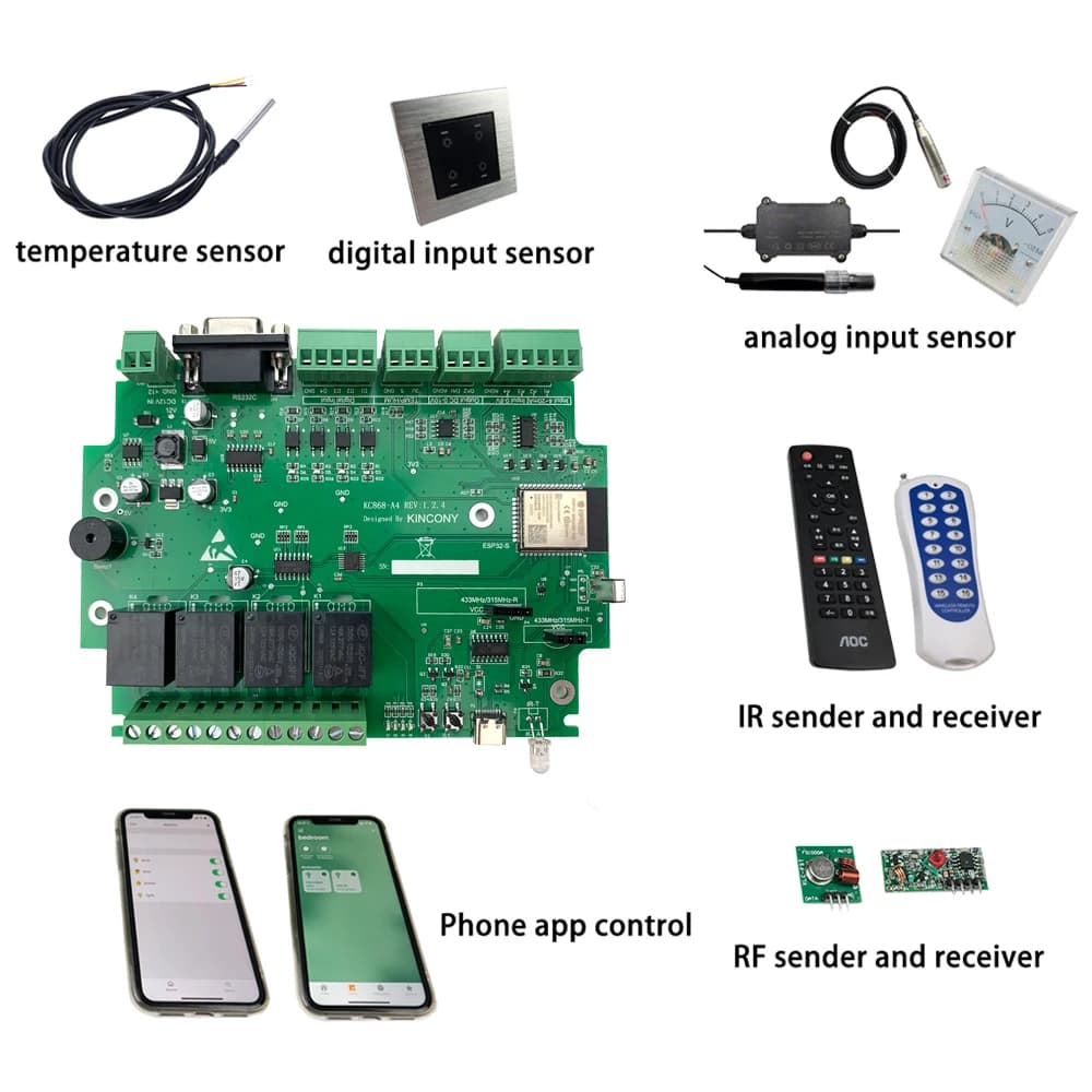 KC868-A4 carte de développement ESP32 Wifi cite Switch MQTT TCP Web HTTP ESPhome Home Assistant Tase