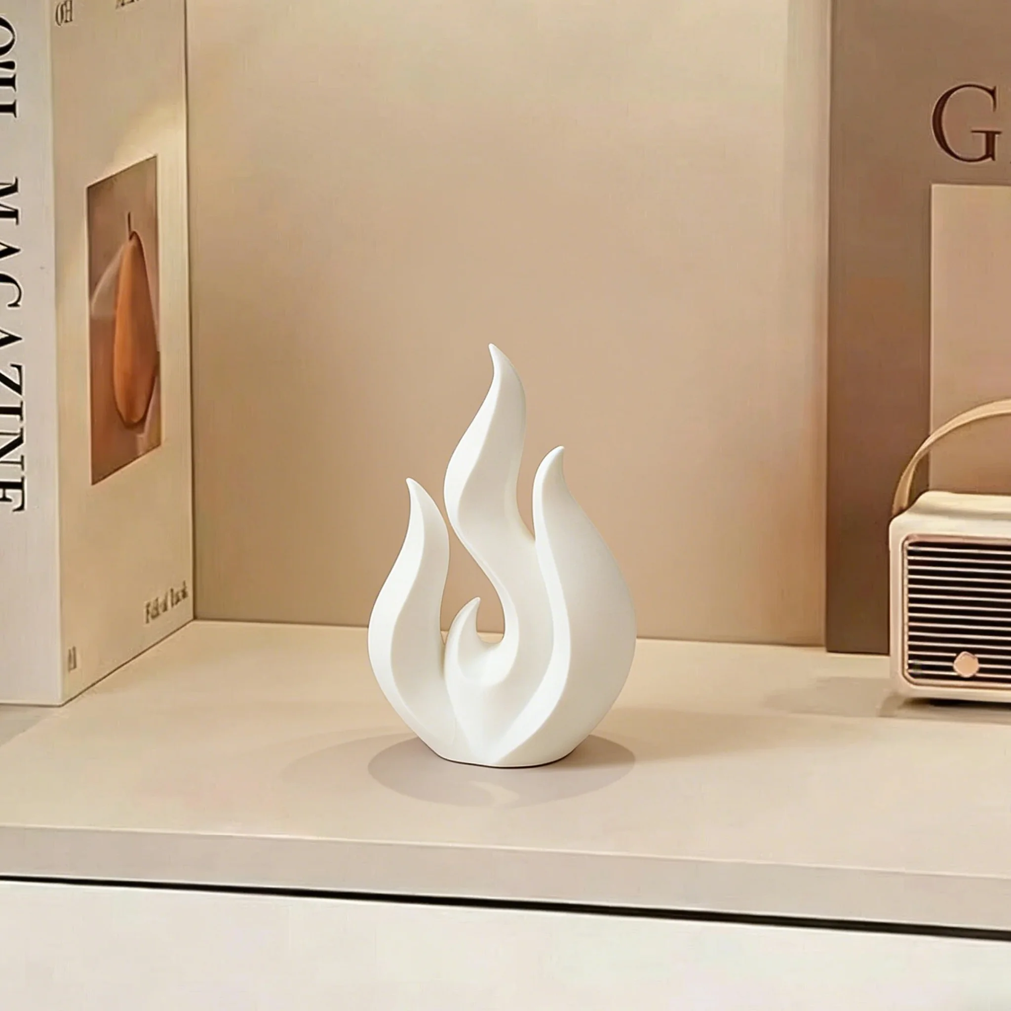 Décoration Sculpture Flamme, Figurine de Feu Abstraite Moderne, Ornement de Bureau Minimaliste, Déco