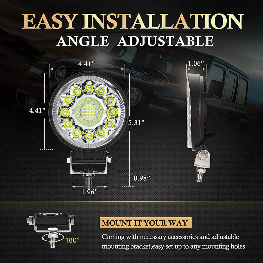 4 pouces 123W barre de LED tout-terrain 4X4 projecteur 12V 24V barre lumineuse de travail pour Jeep