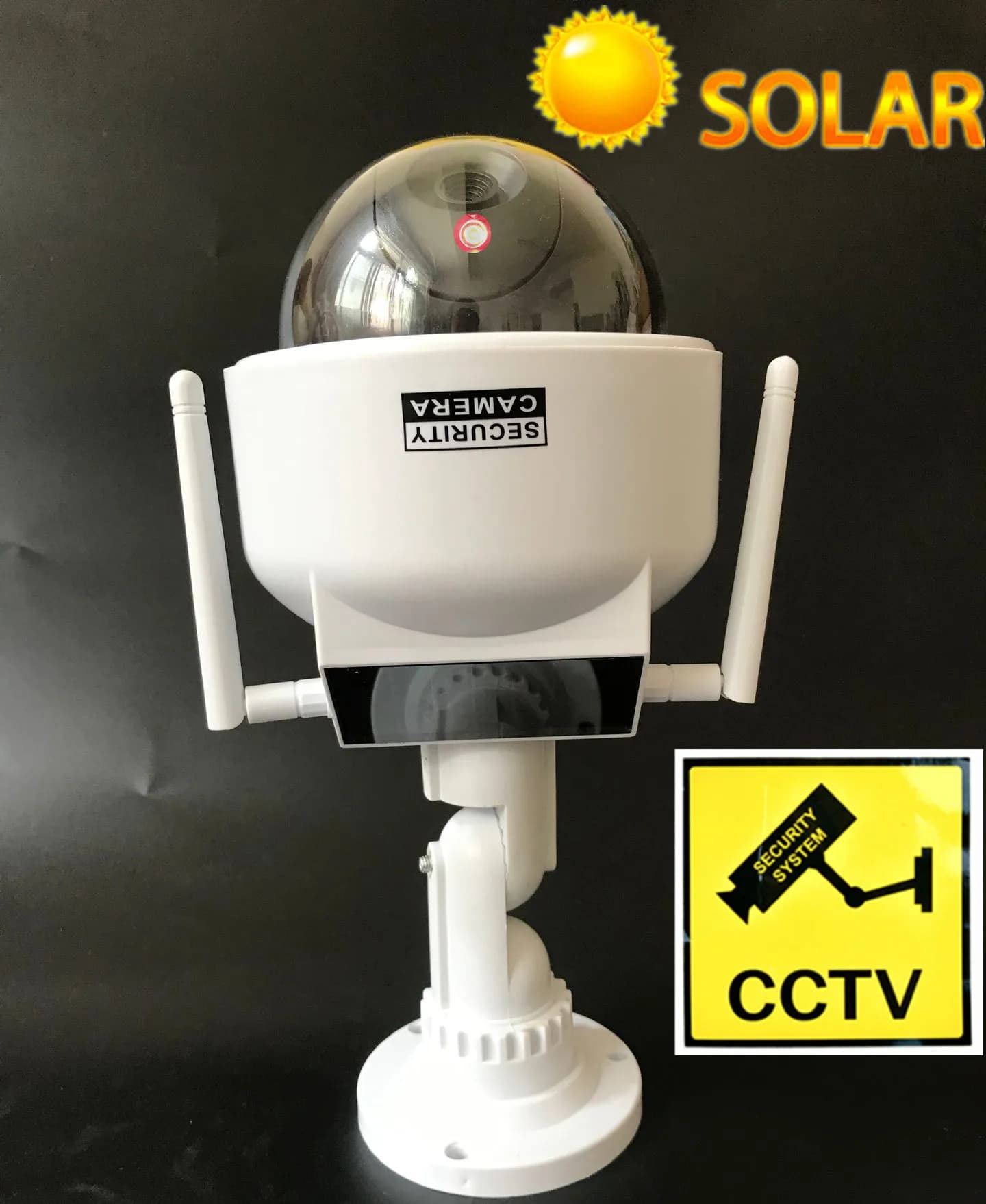Caméra de surveillance dôme extérieure solaire, fausse wifi, sécurité cctv avec lumière rouge infrar